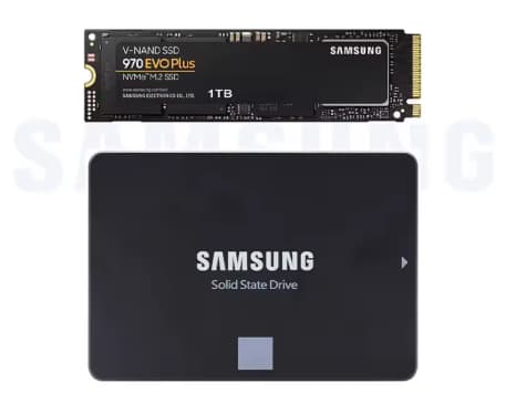Samsung 870 EVO 2.5-inch SATA SSD compared next to an M.2 NVMe drive