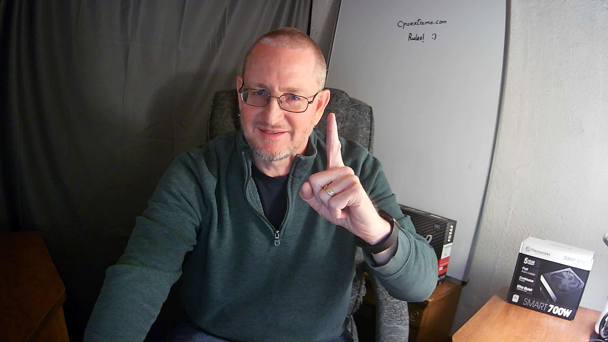 Jimmy Pumfrey, founder of CPUextreme, at his PC hardware testing workbench in Michigan